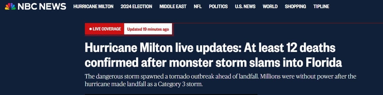 طوفان هلن برق بیش از ۳.۴ میلیون نفر را در فلوریدا قطع کرد طوفان هلن برق بیش از ۳.۴ میلیون نفر را در فلوریدا قطع کرد