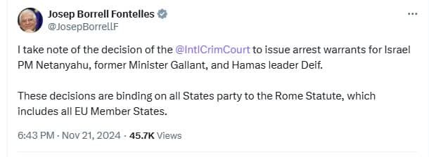 استقبال جهانی از حکم بازداشت برای نتانیاهو و گالانت استقبال جهانی از حکم بازداشت برای نتانیاهو و گالانت