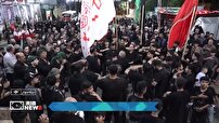 پرچم عظیم عزای حسینی بر فراز بیله سوار در استان اردبیل